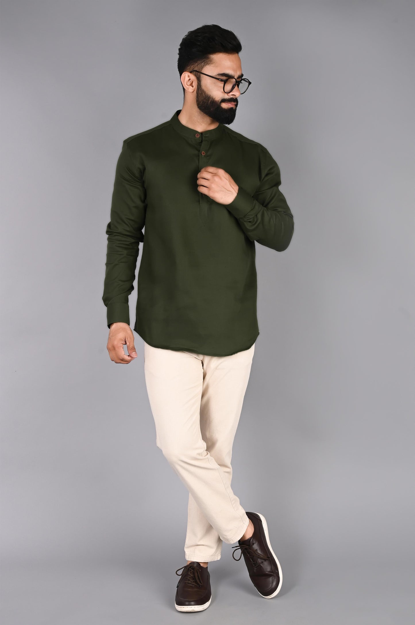 Men Solid Straight Kurta Shirt