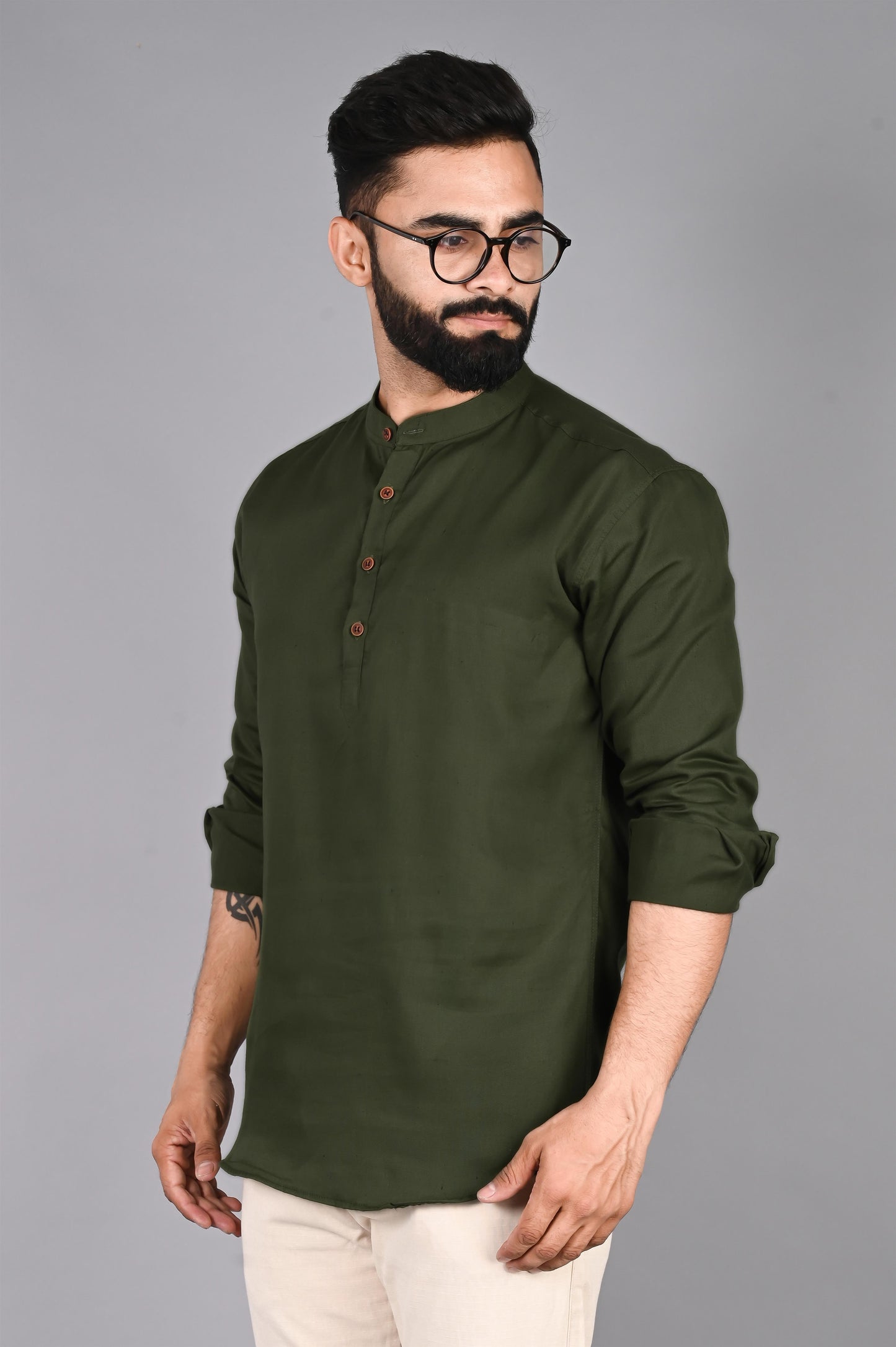 Men Solid Straight Kurta Shirt