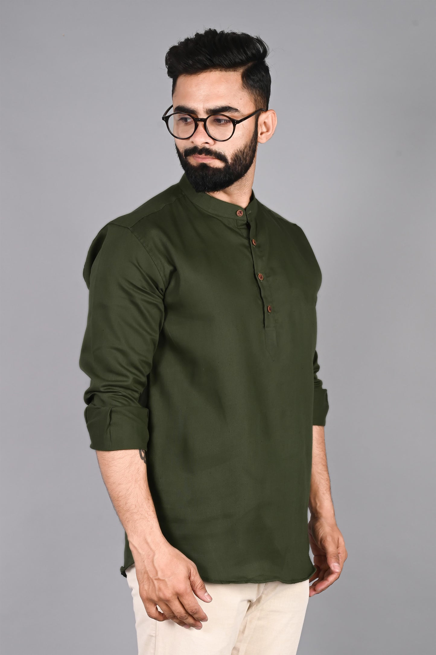 Men Solid Straight Kurta Shirt