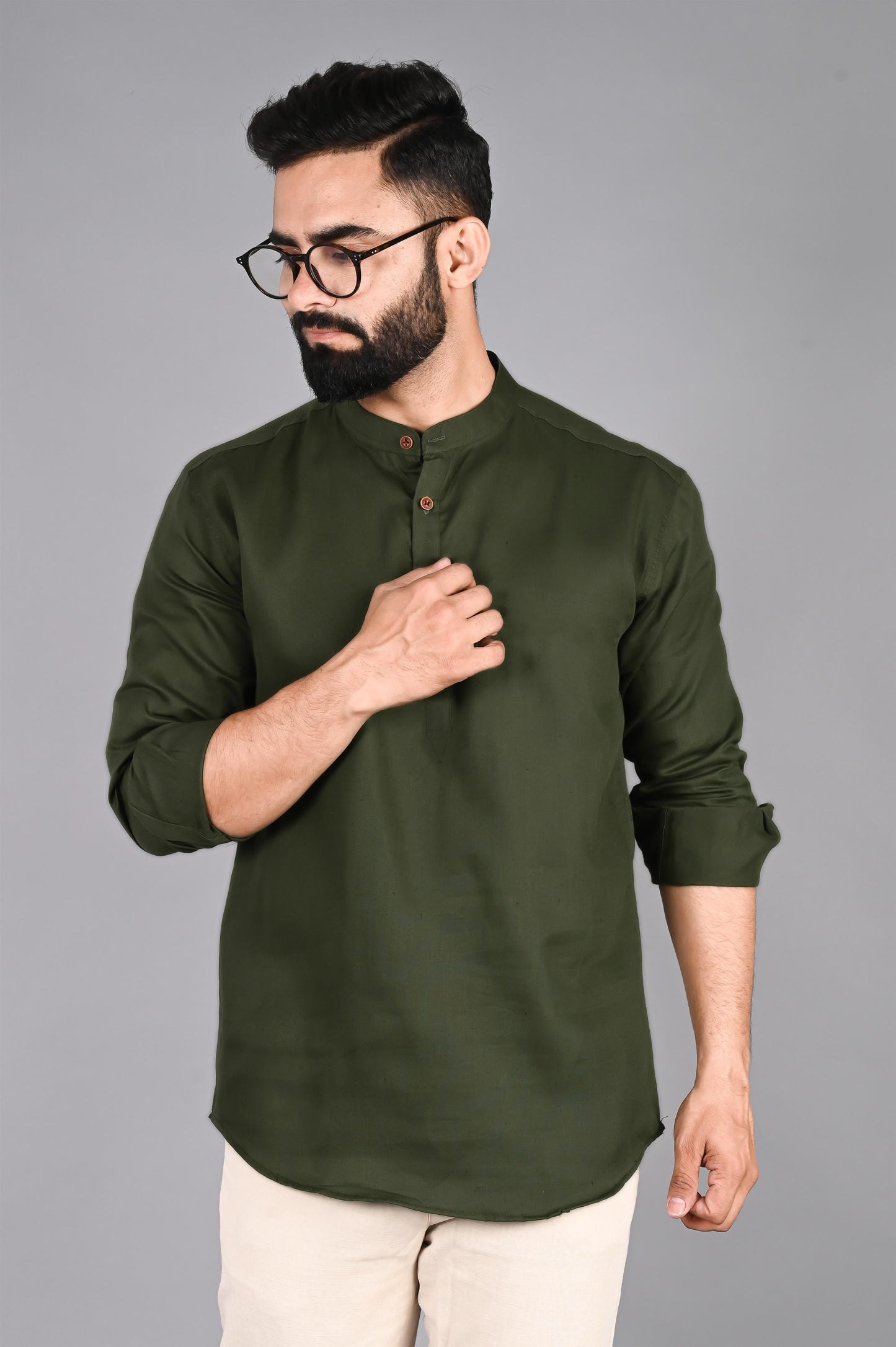 Men Solid Straight Kurta Shirt