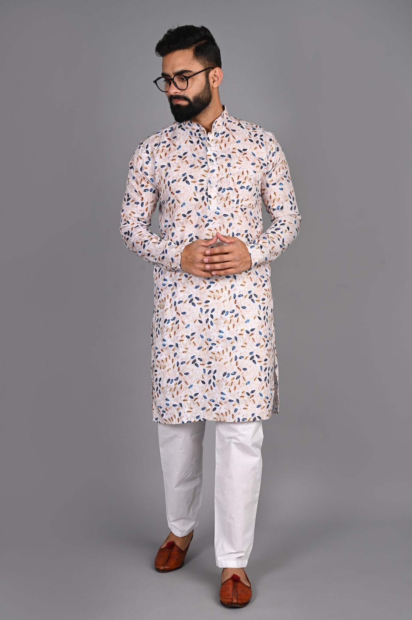 Men Printed Straight Kurta (Multicolor)