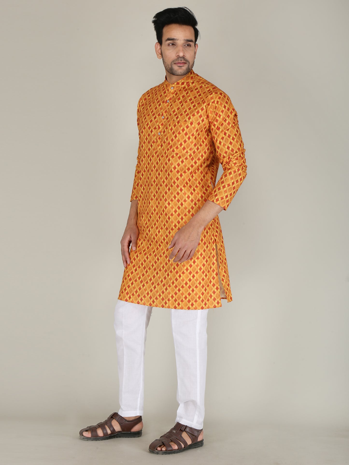 Men Printed Straight Kurta (Multicolor)