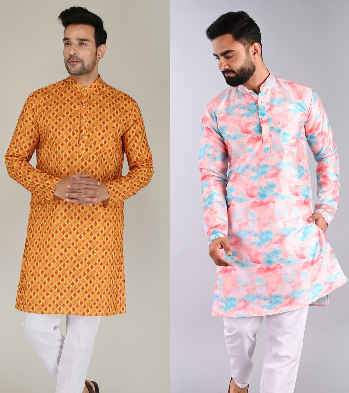 Men Printed Straight Kurta (Multicolor)