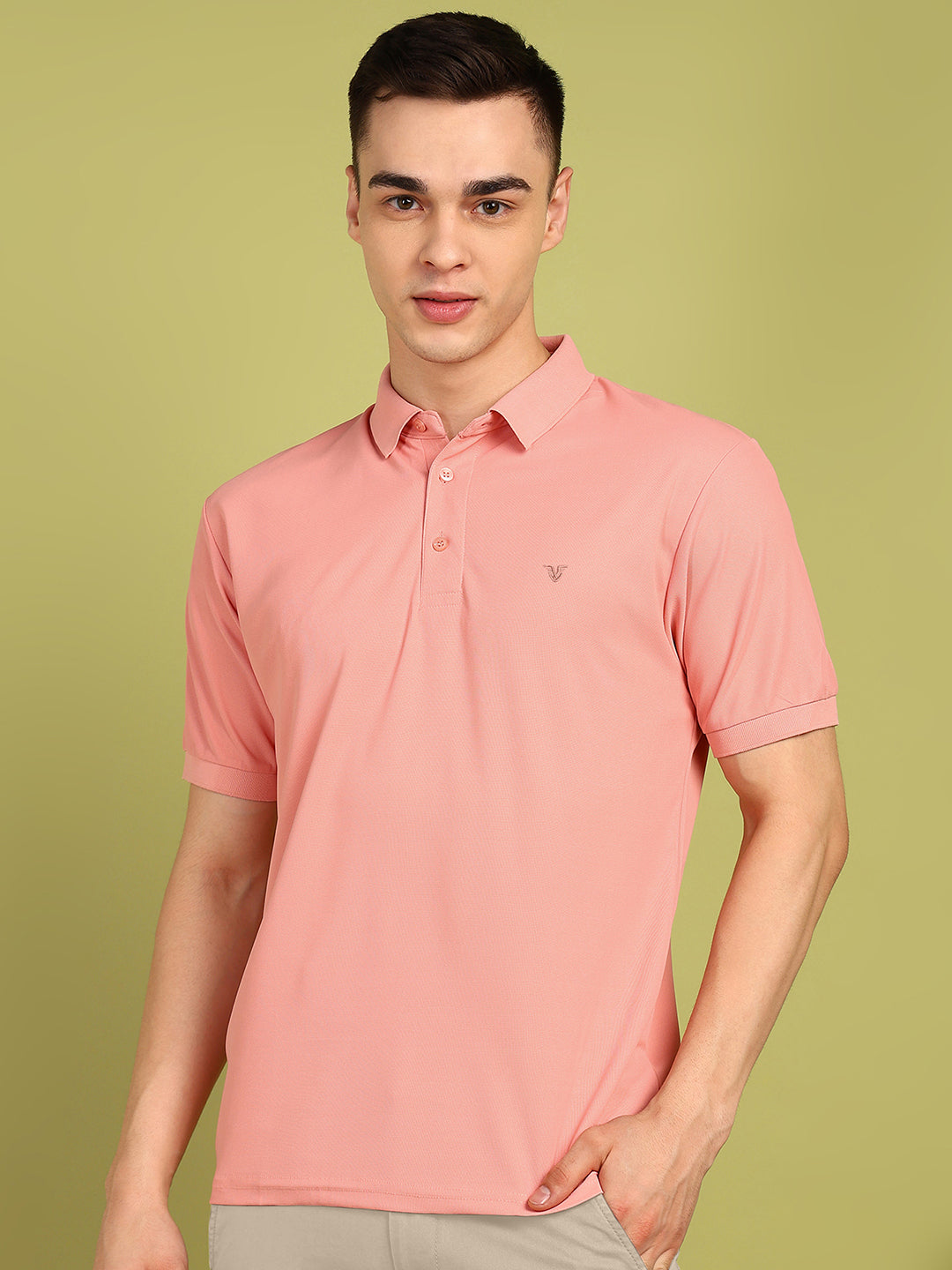 Solid Men Polo Neck T-Shirt