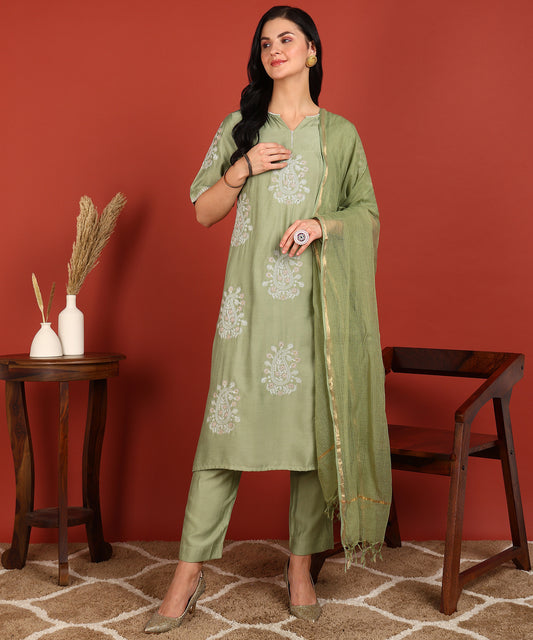 FUBAR Women Kurta Pyjama Dupatta Set