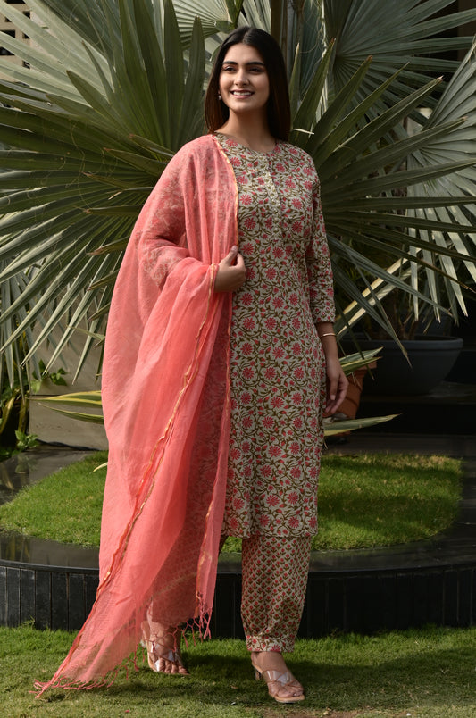 FUBAR Women Kurta Pyjama Dupatta Set