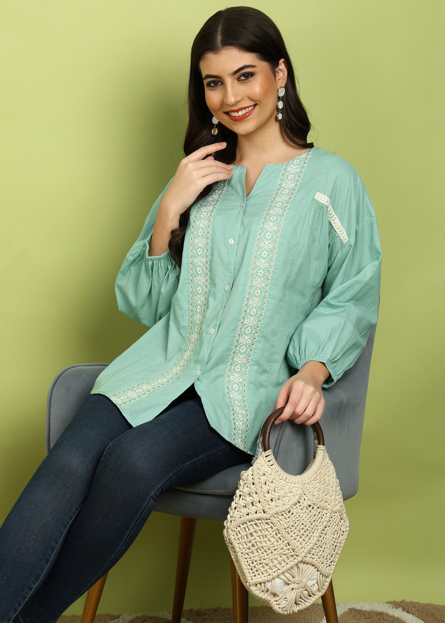 FUBAR Casual Embroidered Women Top