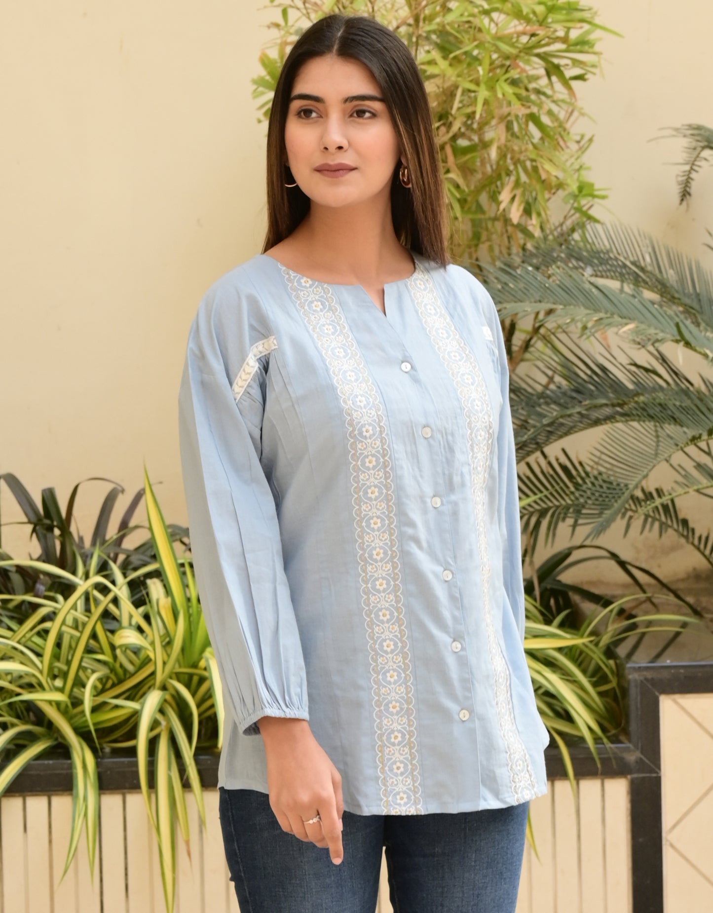 FUBAR Casual Embroidered Women Top