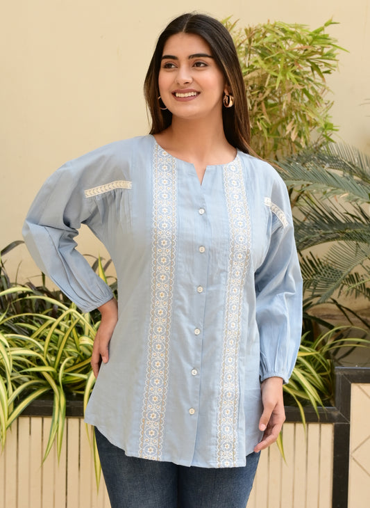 FUBAR Casual Embroidered Women Top