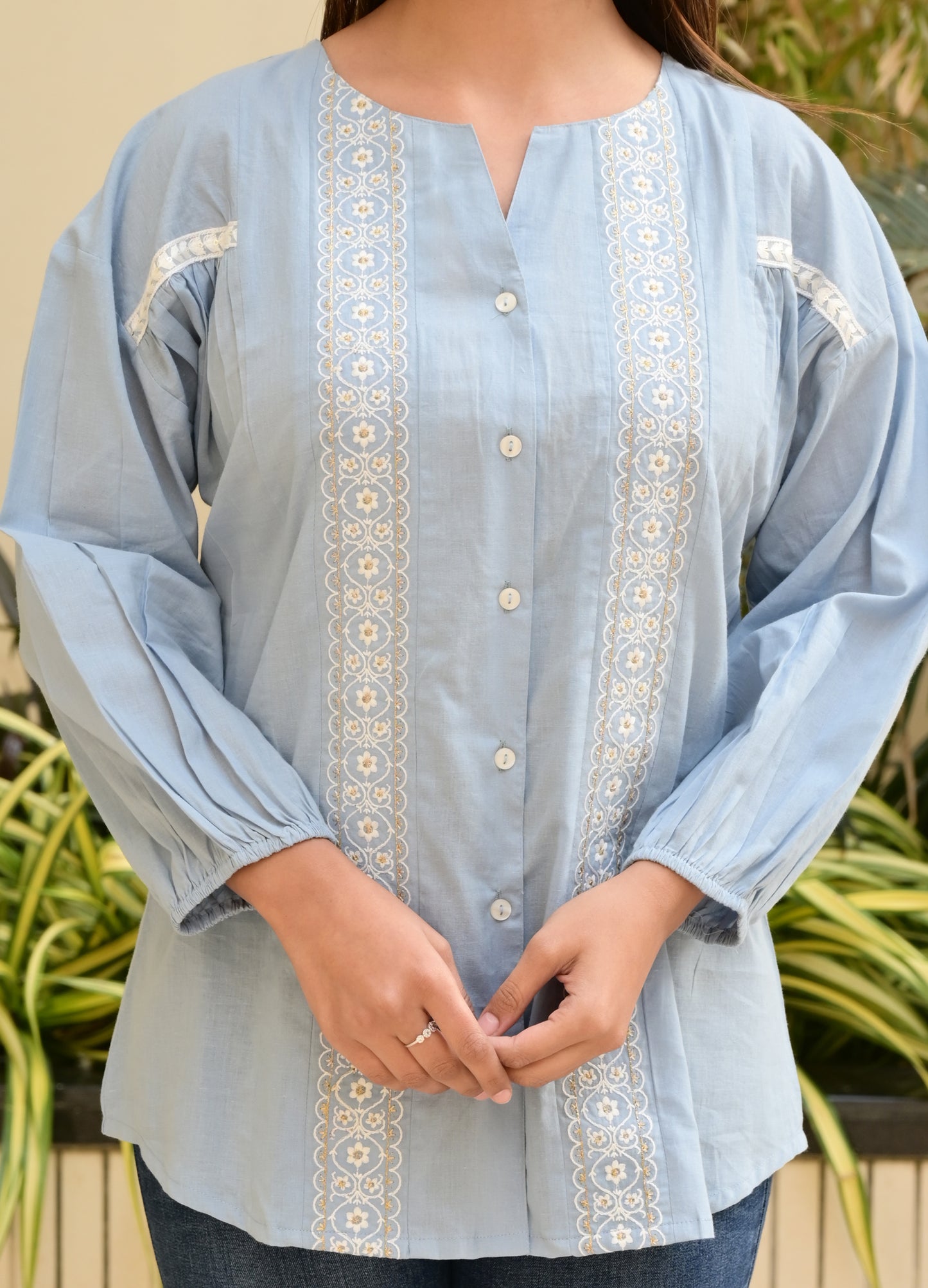 FUBAR Casual Embroidered Women Top