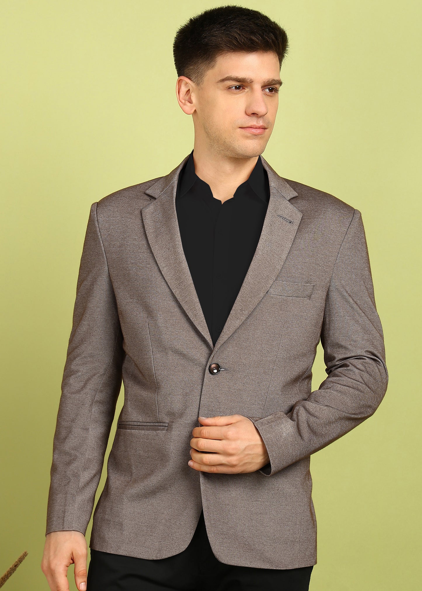 Solid Single Breasted Formal Men Blazer