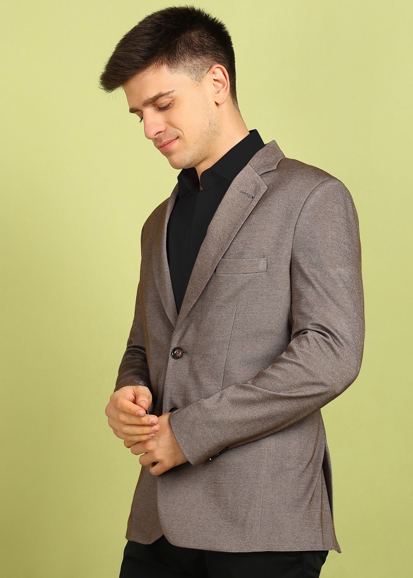 Solid Single Breasted Formal Men Blazer
