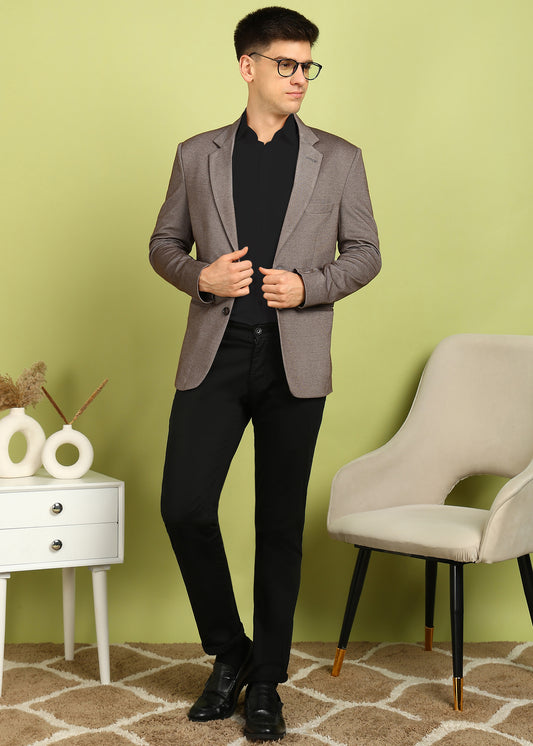 Solid Single Breasted Formal Men Blazer