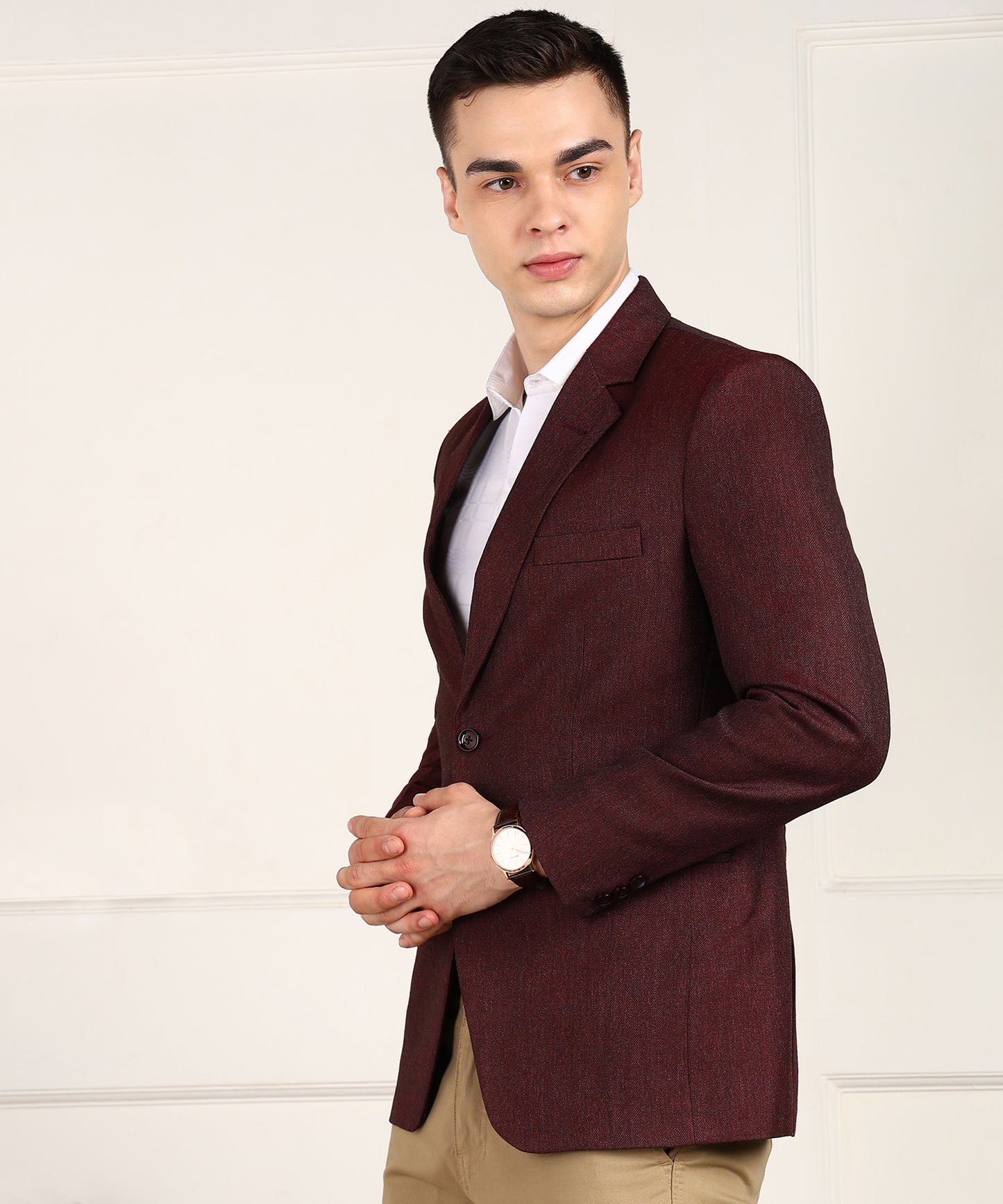 Solid Single Breasted Formal Men Blazer