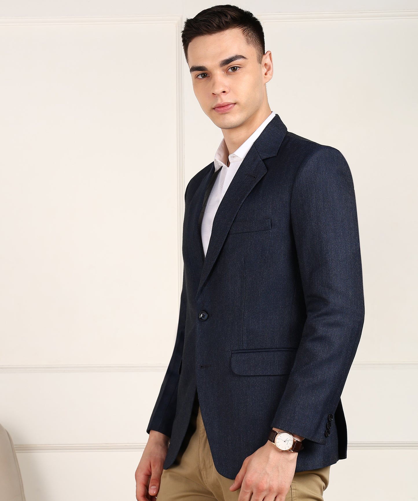 Solid Single Breasted Formal Men Blazer