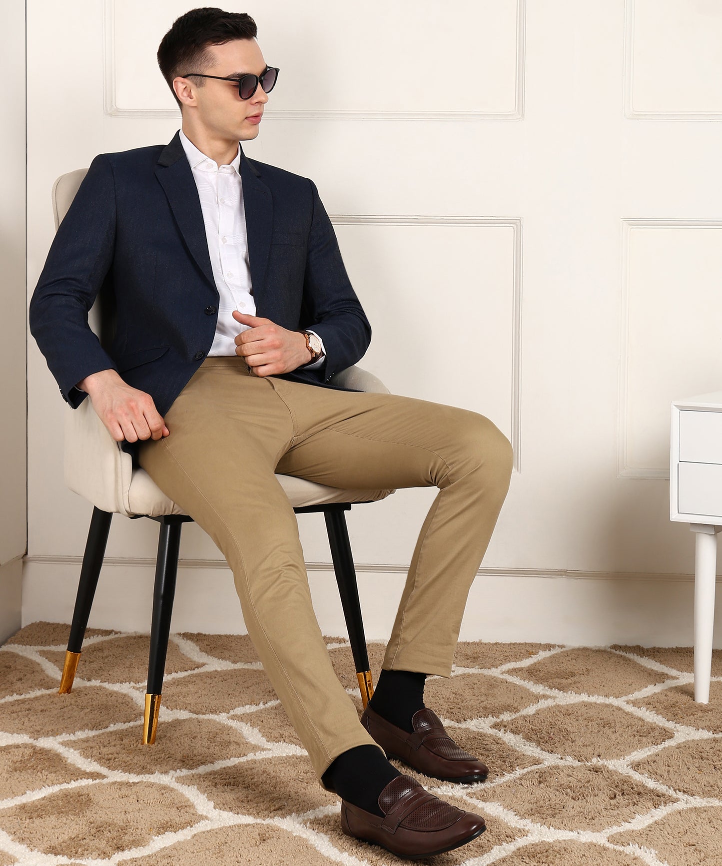 Solid Single Breasted Formal Men Blazer
