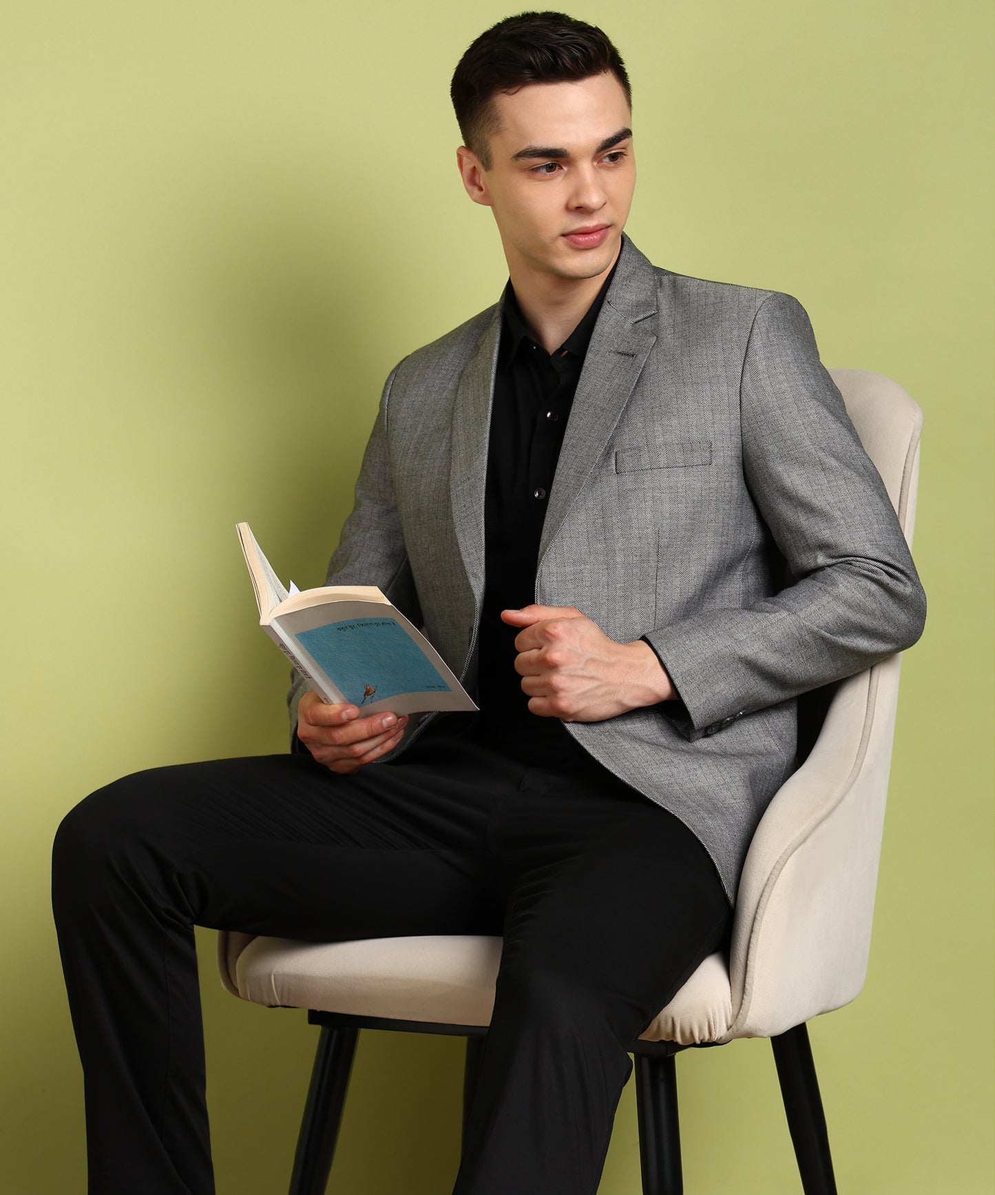Solid Single Breasted Formal Men Blazer