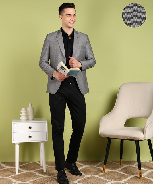 Solid Single Breasted Formal Men Blazer
