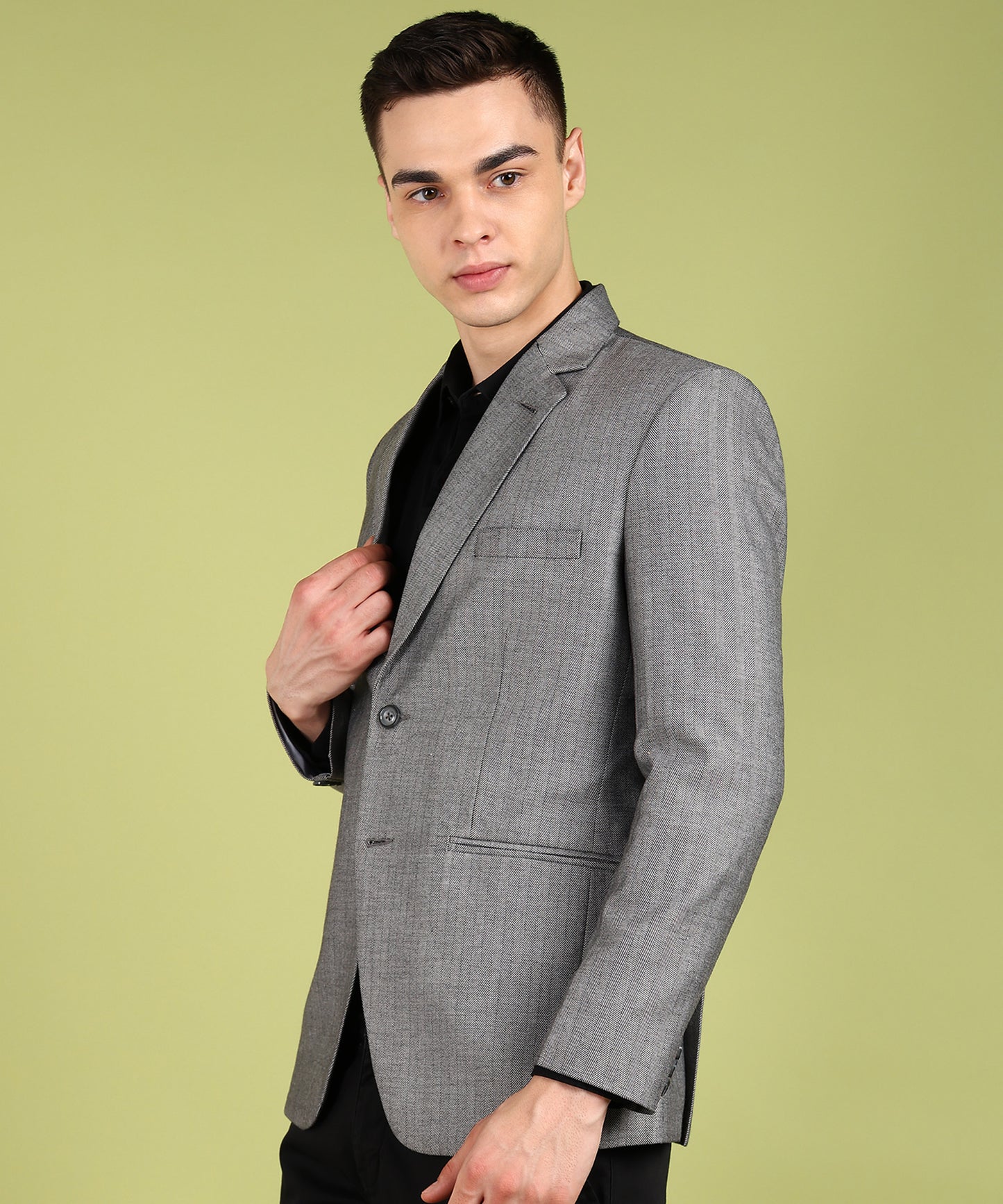 Solid Single Breasted Formal Men Blazer