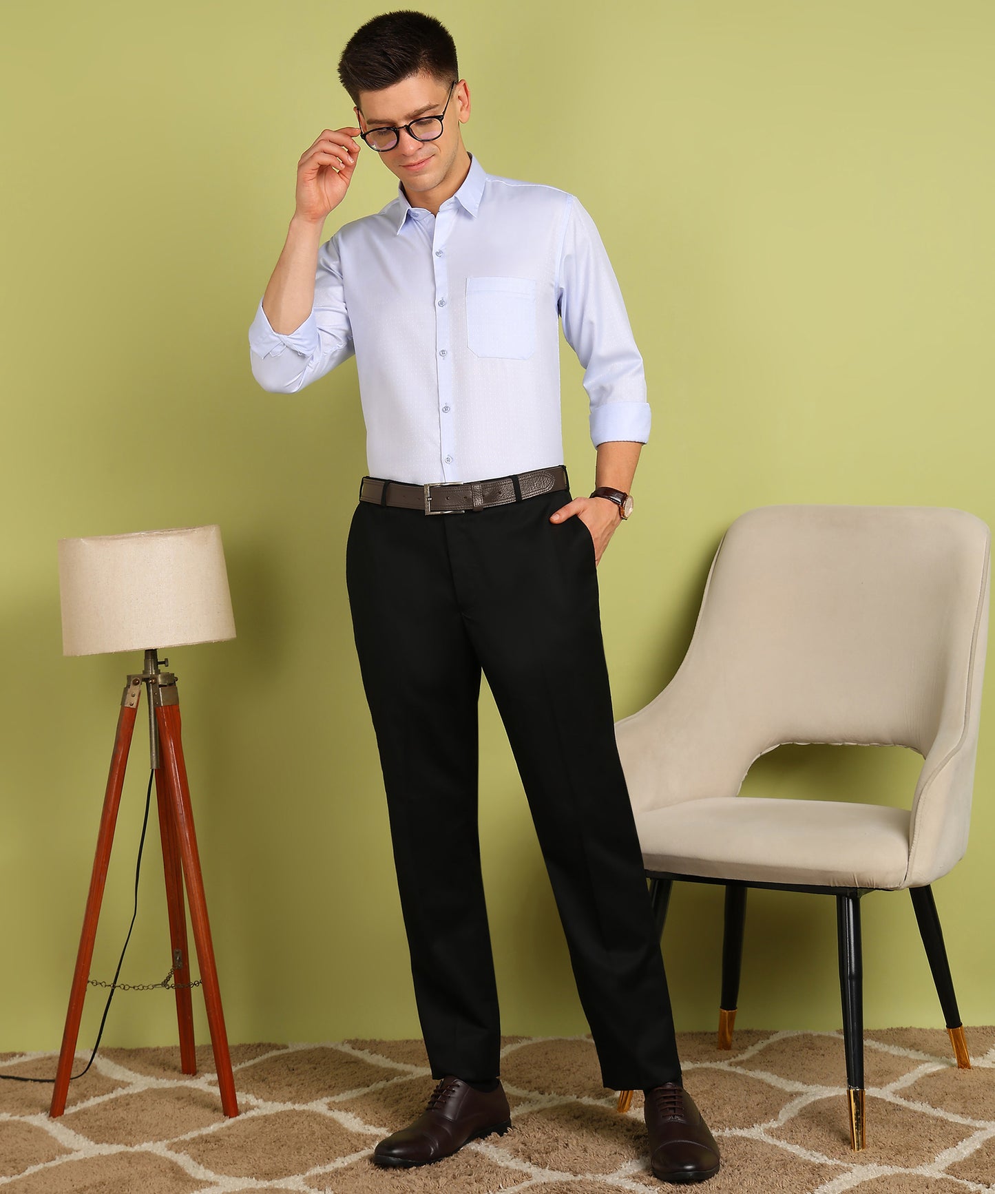 Men Self Design Formal Shirt