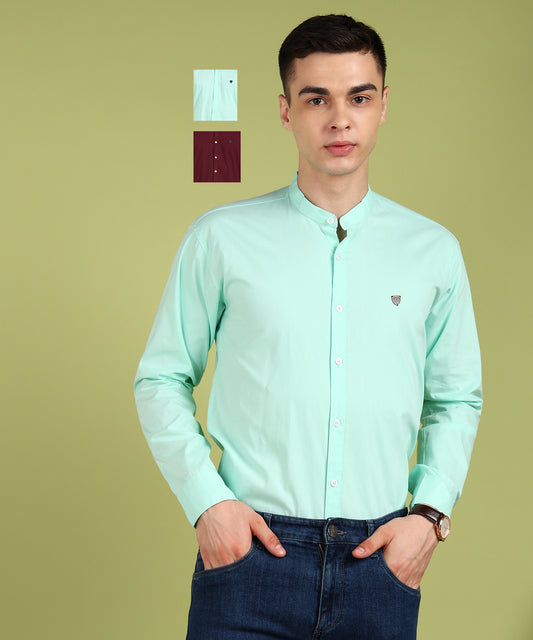 Men Solid Casual Multicolor Shirt (Pack of 2)