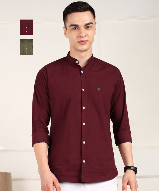 Men Solid Casual Multicolor Shirt (Pack of 2)