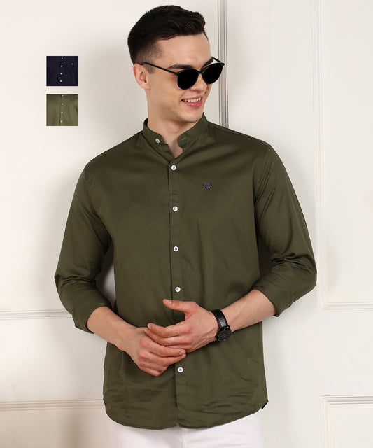 Men Solid Casual Multicolor Shirt (Pack of 2)