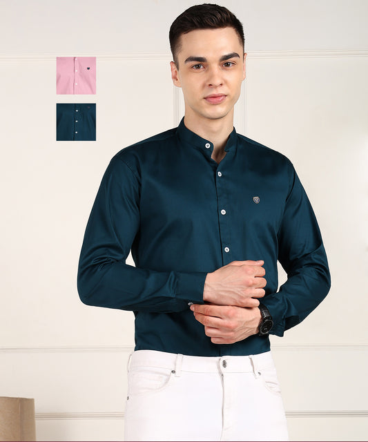 Men Solid Casual Multicolor Shirt (Pack of 2)