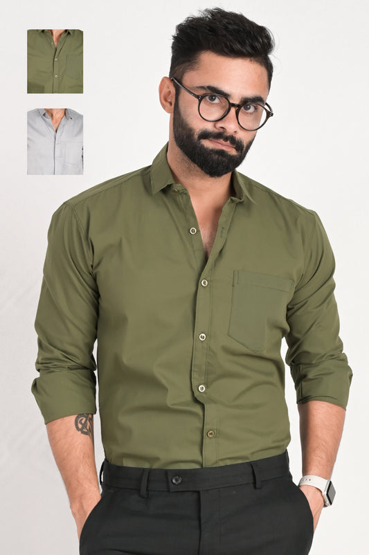 Men Solid Formal Multicolor Shirt (Pack of 2)