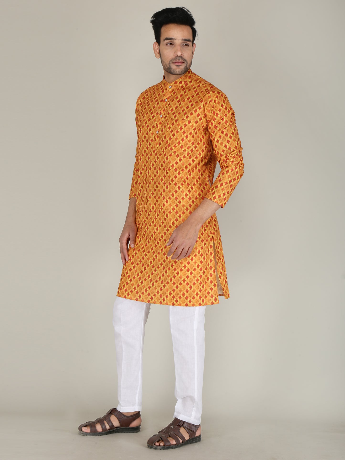 Men Printed Straight Kurta (Multicolor)