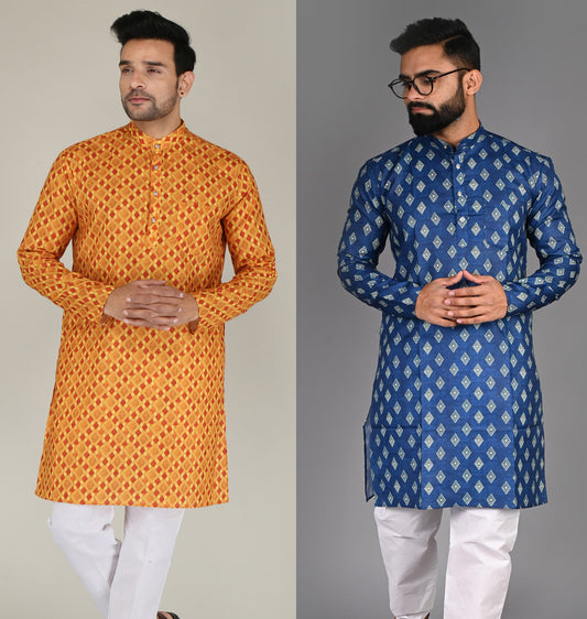 Men Printed Straight Kurta (Multicolor)