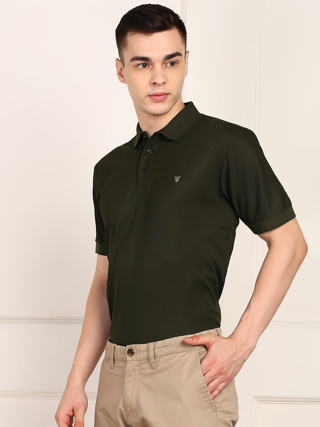 Solid Men Polo Neck T-Shirt