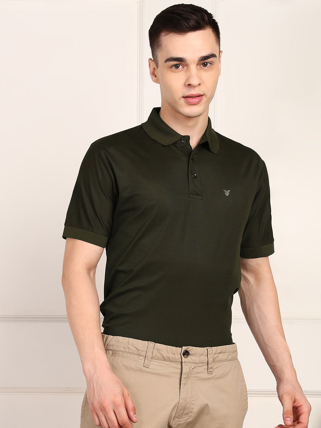 Solid Men Polo Neck T-Shirt