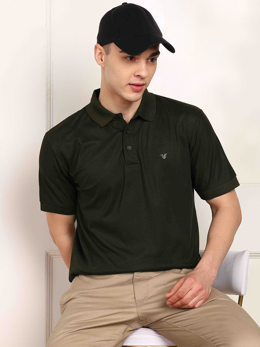 Solid Men Polo Neck T-Shirt