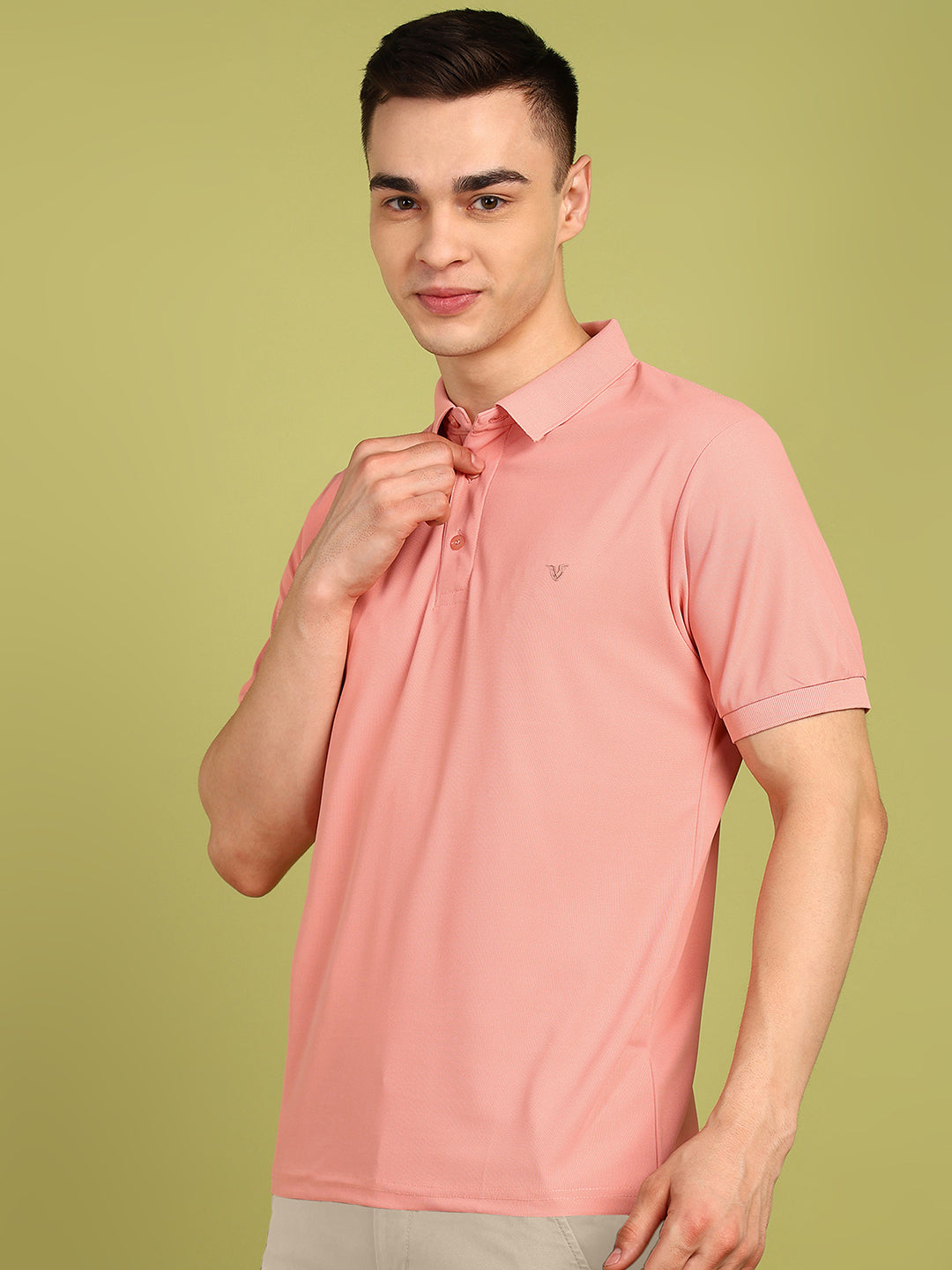 Solid Men Polo Neck T-Shirt