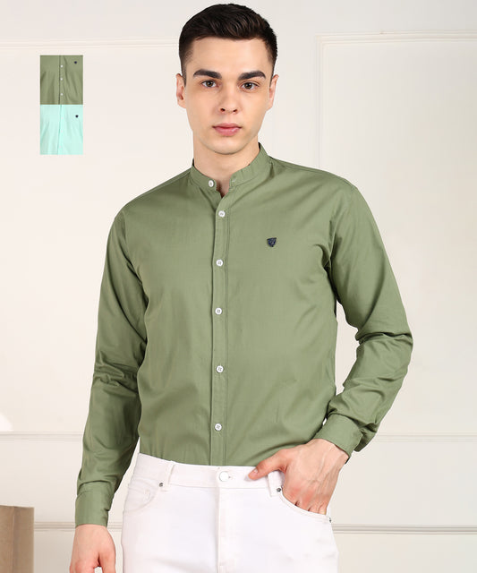 Men Solid Casual Multicolor Shirt (Pack of 2)