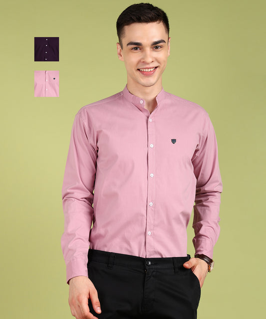 Men Solid Casual Multicolor Shirt (Pack of 2)